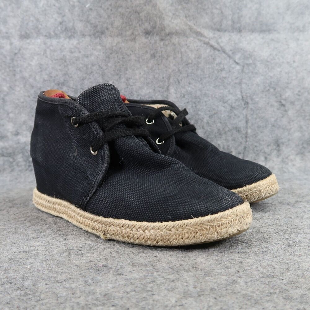 Aldo Shoes Women 6.5 Wedge Sneaker Canvas Espadrille Chukka Fashion Black Casual
